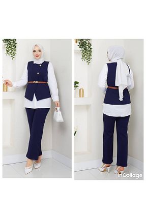 ست بالاتنه و پائین تنه حجاب سرمه ای زنانه رگولار şandev moda - کد 917684737