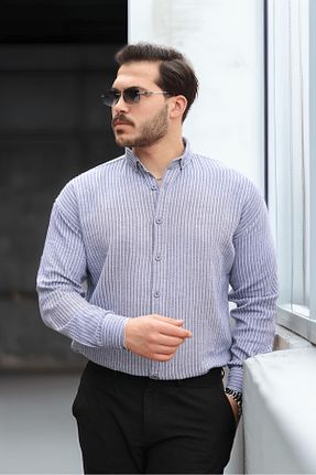 پیراهن سرمه ای مردانه یقه ایستاده Valiberta - کد 917664616