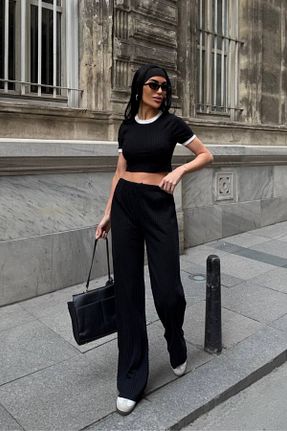 ست بالاتنه و پائین تنه مشکی زنانه بافتنی Siner Fashion - کد 906303692