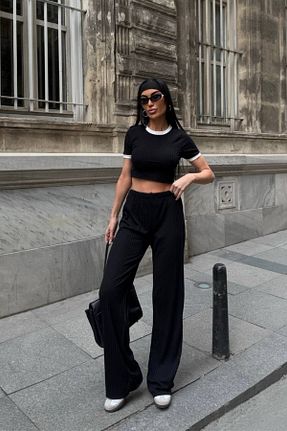 ست بالاتنه و پائین تنه مشکی زنانه بافتنی Siner Fashion - کد 906303692