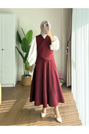 ست بالاتنه و پائین تنه حجاب زرشکی زنانه Çan Genel Markalar - کد 917688127