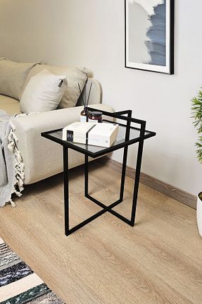 میز عسلی مشکی شیشه DEKOPRATİK - کد 902830494