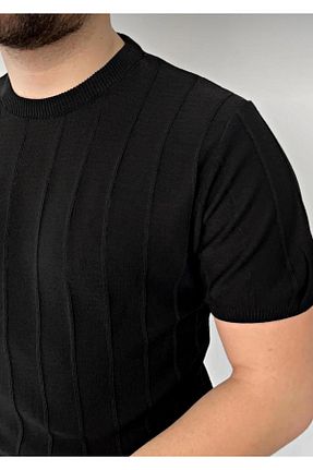 تیشرت مشکی مردانه یقه دوچرخه LC Waikiki - کد 917716066
