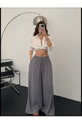 شلوار طوسی زنانه Keten Görünümlü Bak