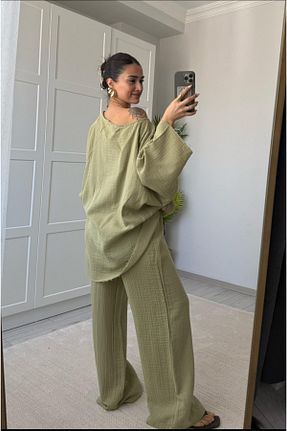 ست بالاتنه و پائین تنه خاکی زنانه بافتنی Bak