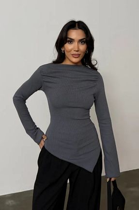 بلوز طوسی زنانه ساده Hür - کد 917776577