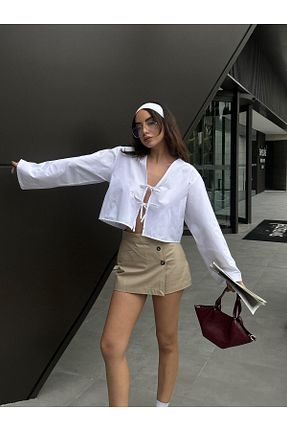 بلوز سفید زنانه ساده minaaise - کد 905072551