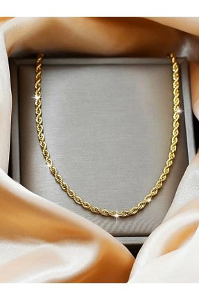گردنبند استیل ( فولاد ) زرد روکش طلا CASELN - کد 904857840