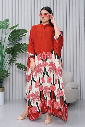 لباس سایز بزرگ قهوه ای زنانه ویسکون Eceyaman moda - کد 904859167
