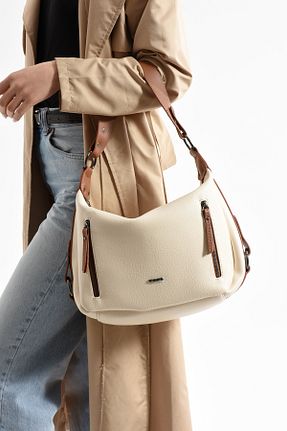 کیف دوشی بژ زنانه چرم مصنوعی Nas Bag - کد 904940870