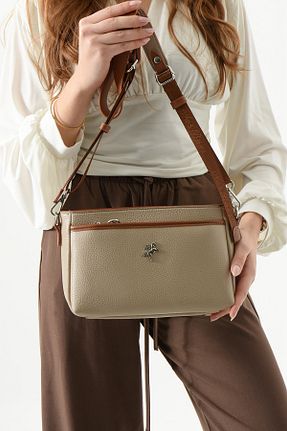 کیف دوشی بژ زنانه چرم مصنوعی Nas Bag - کد 904941527