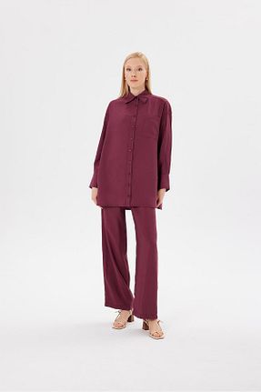 ست بالاتنه و پائین تنه حجاب زرشکی زنانه 3/4 Boy TERZİ DÜKKANI - کد 833504996
