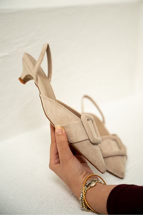 کفش پاشنه بلند کلاسیک بژ زنانه جیر LAMİNTA - کد 904944617