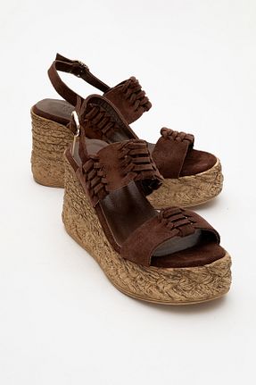 کفش پاشنه بلند پر قهوه ای زنانه پاشنه متوسط (5-9 سانتی متر) luvishoes - کد 904967905