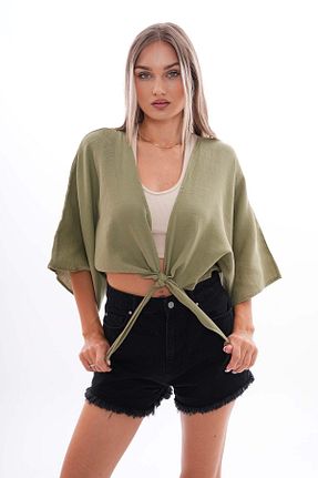 بلوز خاکی زنانه Straight Şimal - کد 850074528