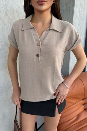 بلوز بژ زنانه ساده modavingo - کد 904965402