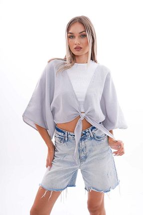 بلوز طوسی زنانه Straight Şimal - کد 850074623