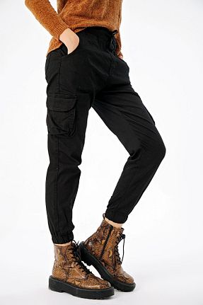 شلوار مشکی زنانه پارچه Şimal - کد 51364705
