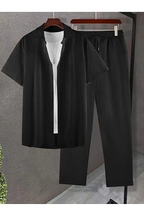 ست بالاتنه و پائین تنه مشکی مردانه بافت DWN WEAR - کد 904982670