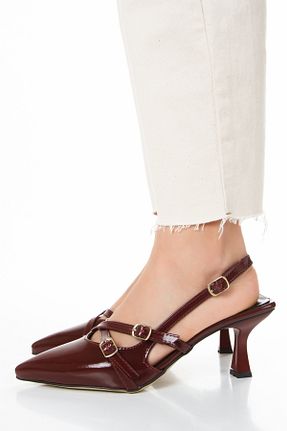 کفش پاشنه بلند کلاسیک زرشکی زنانه چرم لاکی moun shoes - کد 905022463