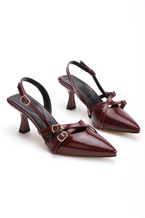 کفش پاشنه بلند کلاسیک زرشکی زنانه چرم لاکی moun shoes - کد 905022463