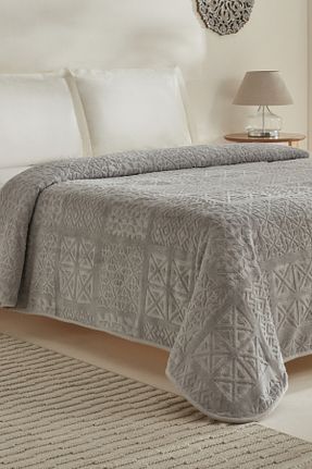 پتو دونفره طوسی پلی استر Karaca Home - کد 893281866