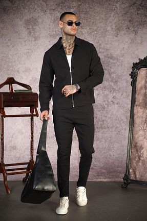 ست بالاتنه و پائین تنه مشکی مردانه بافتنی Butik - کد 905025876