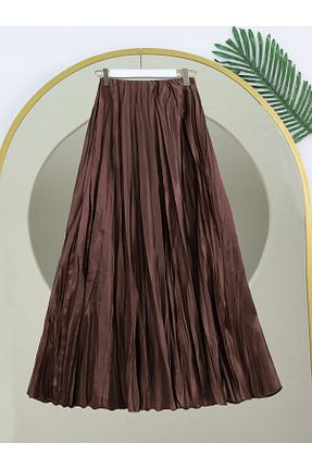 دامن قهوه ای زنانه ساتن Modamorfo - کد 905050353