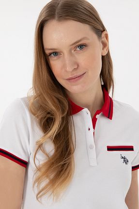 پولوشرت سفید زنانه پنبه ای U.S. Polo Assn. - کد 905031593