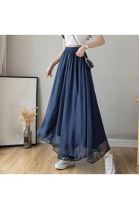 دامن سرمه ای زنانه ساده MERİT FASHION - کد 905045071