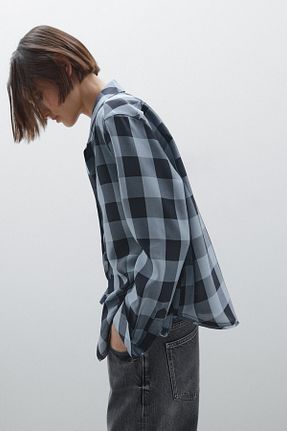 پیراهن آبی زنانه یقه پیراهنی Massimo Dutti - کد 905045109
