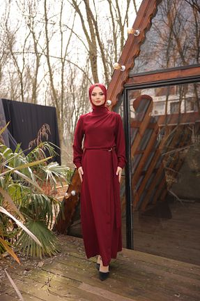 ست بالاتنه و پائین تنه حجاب زرشکی زنانه رگولار Esre Store - کد 905029614