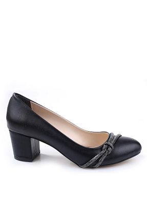 کفش پاشنه بلند کلاسیک طلائی زنانه میکروفیبر GÜLERSHOES - کد 905053165