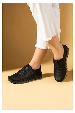 کفش کژوال مشکی زنانه چرم خالص lady luvy by berkbay - کد 905077949