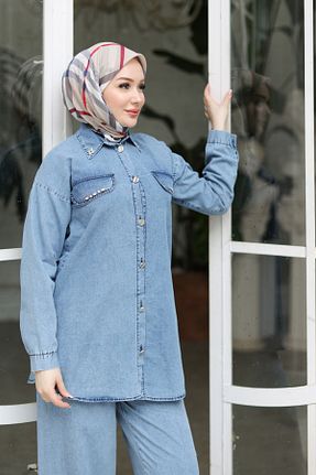 ست بالاتنه و پائین تنه آبی زنانه بافتنی DPARİS - کد 905106390