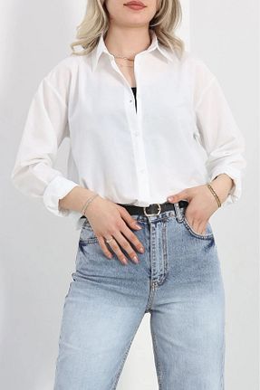 پیراهن سفید زنانه اورسایز Butik - کد 905140663