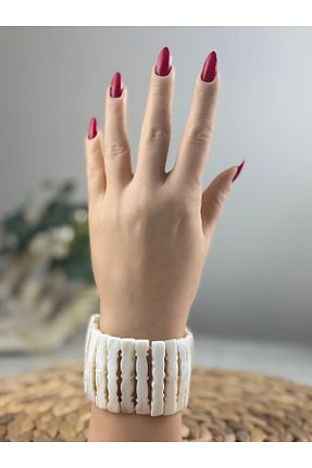 دستبند جواهر سفید زنانه سنگ طبیعی SEDEF TAKI - کد 905165274