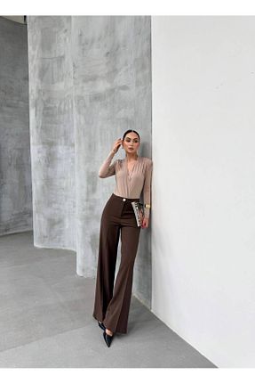 شلوار قهوه ای زنانه مخلوط ویسکون JANSO GROUP - کد 900102393