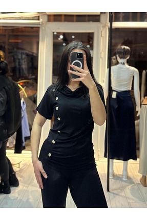 بلوز مشکی زنانه ساده TRENDBUTİK - کد 905256395