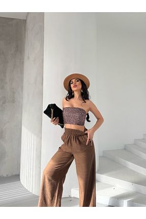 شلوار قهوه ای زنانه پنبه پلی استر Mine