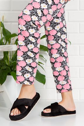 دمپائی خانگی مشکی زنانه پارچه ای Moda Frato - کد 47571094