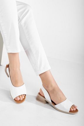 صندل سفید زنانه پاشنه ضخیم ANALİN SHOES - کد 905287325