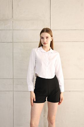 پیراهن سفید زنانه یقه پیراهنی İKLİM LİFE - کد 905286757
