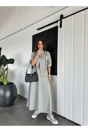 ست بالاتنه و پائین تنه طوسی زنانه بافتنی QİMYA BUTİK - کد 905284249