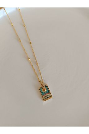 گردنبند جواهر آبی زنانه روکش طلا banunun takı tasarımı - کد 905286513