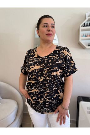 بلوز سایز بزرگ قهوه ای زنانه سایز بزرگ garajmood - کد 905274274