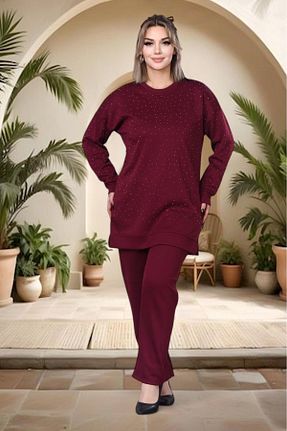 ست بالاتنه و پائین تنه زرشکی زنانه سوئیشرت-گرمکن NEWCO - کد 905288635