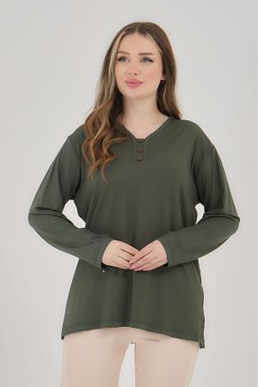 بلوز حجاب خاکی زنانه رگولار Elçelya Moda - کد 905291669