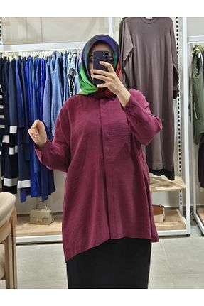پیراهن زرشکی زنانه اورسایز Nuss - کد 905315031