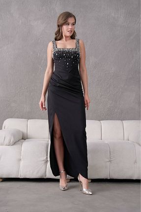 لباس مجلسی و فارغ التحصیلی مشکی زنانه بند دار Neşeli Butik - کد 905321574